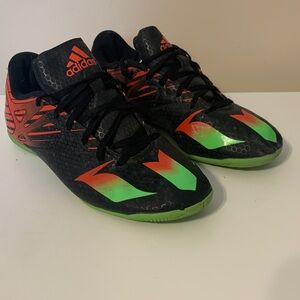 Adidas Kids' Black and Neon Green Sneakers